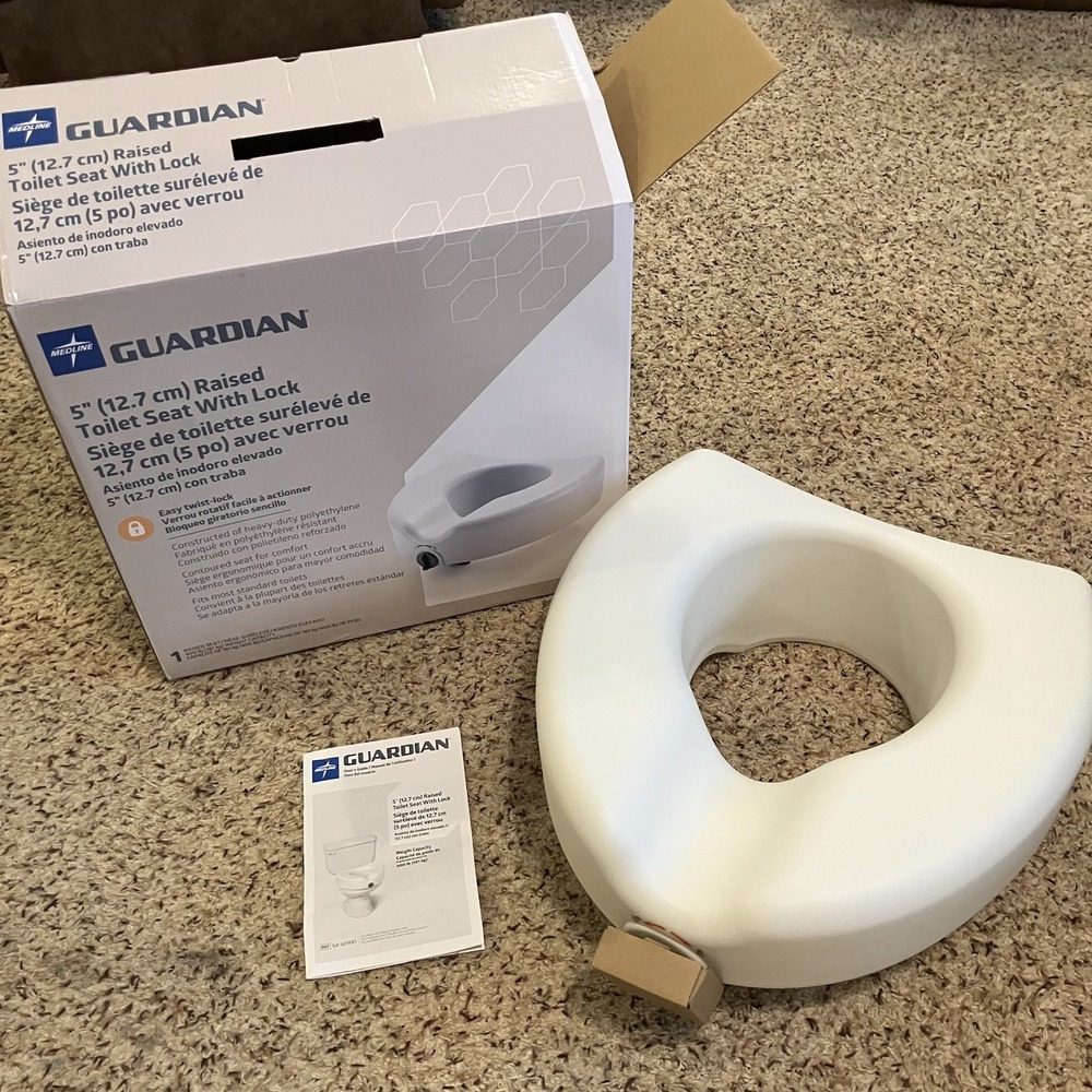Guardian 5" Raised Toilet Seat w/Lock (New In Open Box)